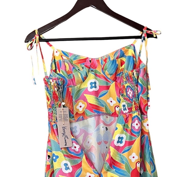 Kenny Flowers Dress Boho Caribbean Bird Print Silk‎ Midi Sz S - Picture 6 of 7